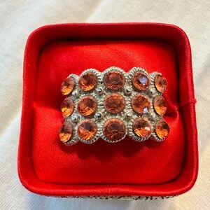 Costume ring with orange crystals - adjustable
